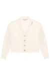 Marni Destroyed-effect Cropped Cardigan In White