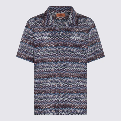 Missoni Chevron Zigzag Crew Neck T-shirt In Blue
