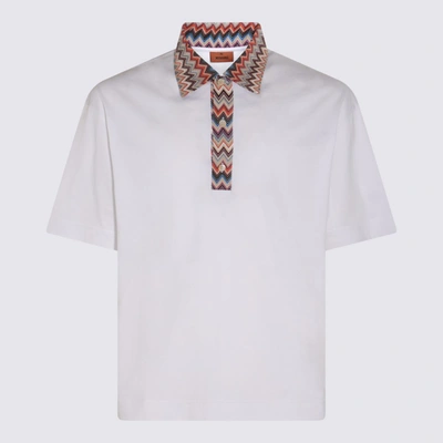 Missoni White And Multicolour Cotton Polo Shirt In White And Multicolor