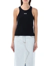 Msgm Logo Stretch Cotton Tank Top In Black