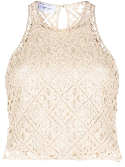 Off-white Crochet-knit Cropped Tank Ntop In White