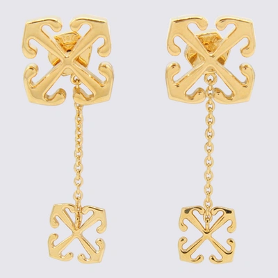 Off-white Gold Brass Arrow Earrings In Golden