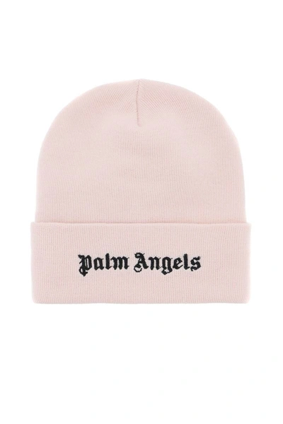 Palm Angels Logo Embroidered Knit Beanie In Pink