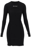 PALM ANGELS PALM ANGELS LONG-SLEEVED MINI DRESS IN RIBBED JERSEY