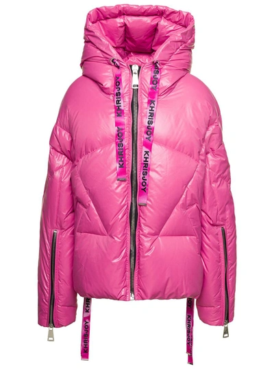 KHRISJOY PINK 'PUFF KHRIS ICONIC' OVERSIZED DOWN JACKET WITH HOOD IN POLYESTER WOMAN