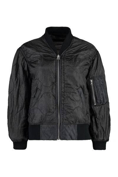 R13 Quilted Ripstop Bomber Jacket In Black