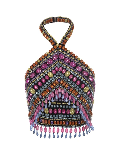 Retroféte Crystal-embellished Halterneck Top In Multicolour