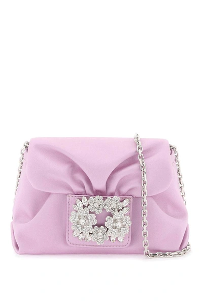 Roger Vivier Buckle Rv Bouquet Strass Mini Bag In Pink
