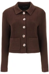Siedres Yuna Knit Cropped Cardigan In Brown