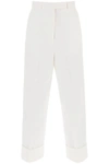 Thom Browne Cropped Wide Leg Jeans In White