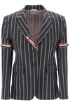Thom Browne Thom E Women's Striped Single-breasted Jacket In Grey