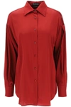 Tom Ford Stretch Silk Satin Shirt In Red