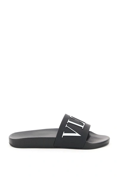 Valentino Garavani Valentino Vltn Embossed Slides In Black