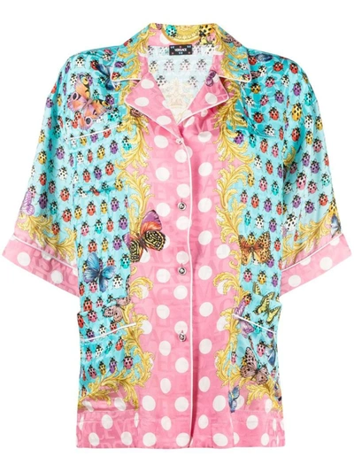 Versace Shirts In Pink+light Blue+ivory