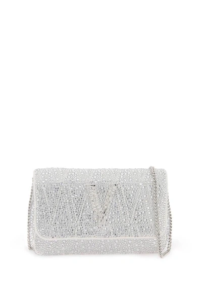 Versace Virtus Mini Bag With Crystals In Silver