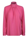 Xacus High Neck Blouse In Pink In Pink