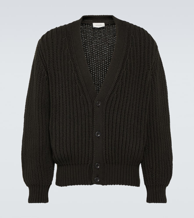 Lemaire Ribbed-knit Cotton Cardigan In Brown