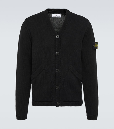 Stone Island Cottton Cardigan In Black