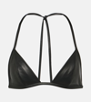 Rick Owens Snake Print Leather Triangle Bra In Black