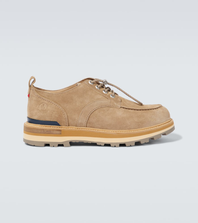 Moncler Men's Peka City Suede Derbys In Coriander