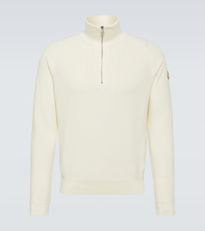 Moncler Cotton And Cashmere Turtleneck Sweater In Beige