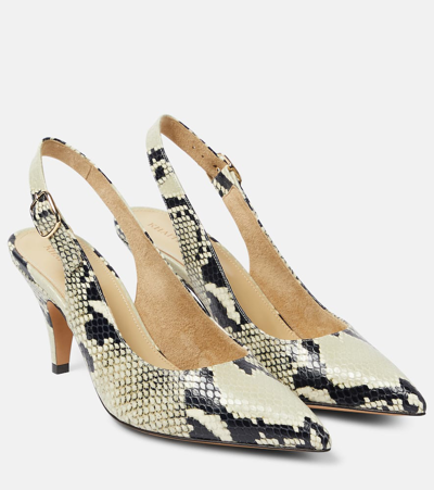 Khaite River Python-effect Leather Slingback Pumps In Natural