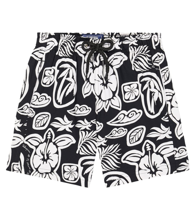 Vilebrequin Kids' Printed Swim Trunks In Black