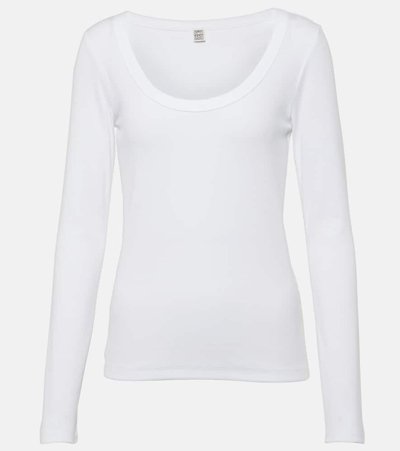 Totême Ribbed-knit Cotton Jersey Top In White