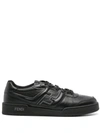 Fendi Leather Low-top Match Sneakers In Black