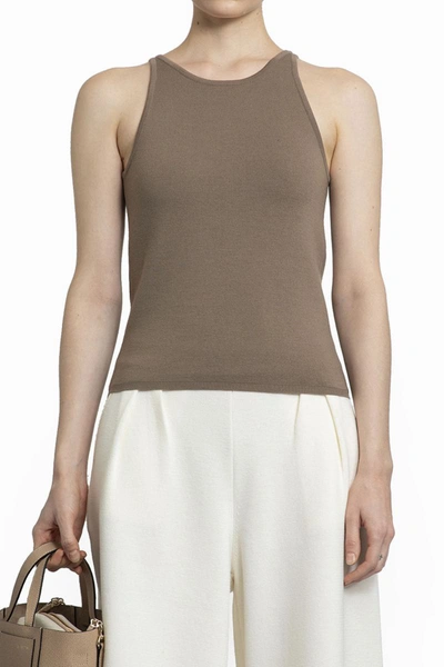 Max Mara Eliadi Ribbed Tank Top In Brown