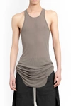 Rick Owens Gray Ribbed Tank Top In Brown