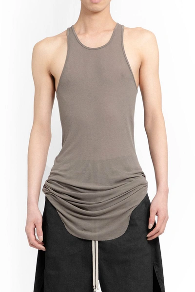 Rick Owens Gray Ribbed Tank Top In Grey