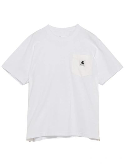 Sacai X Carhartt Wip Womens White Brand-patch Cotton-jersey T-shirt