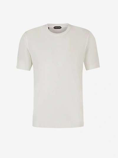 Tom Ford Plain Knit T-shirt In Blanc