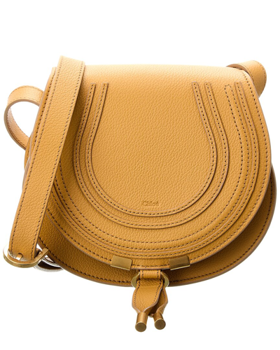 Chloé Yellow Marcie Small Saddle Bag In 746 Honey Gold