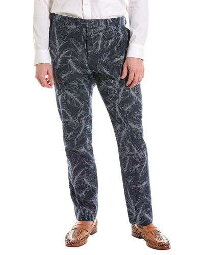 Ted Baker Postot Printed Linen-blend Trouser In Blue