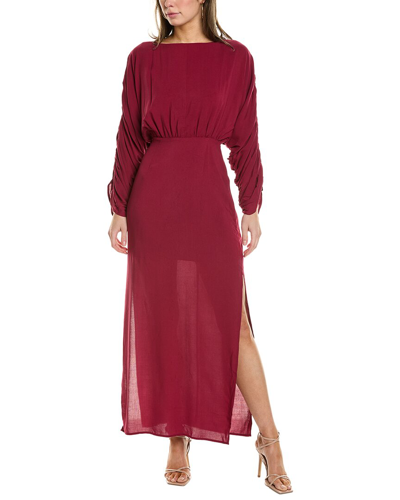 Alexia Admor Jenna Boatneck Shirred Long Sleeve Column Dress In Red