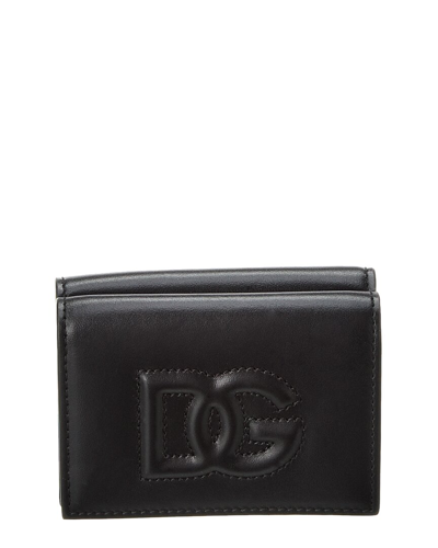 Dolce & Gabbana Dg Logo Leather French Wallet In Black