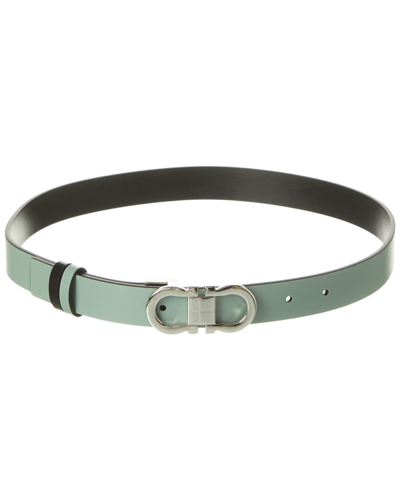 Ferragamo Gancini Reversible & Adjustable Leather Belt In Green