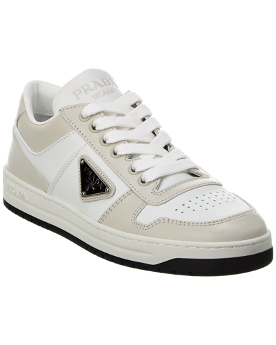 Prada Leather Sneaker In Grey