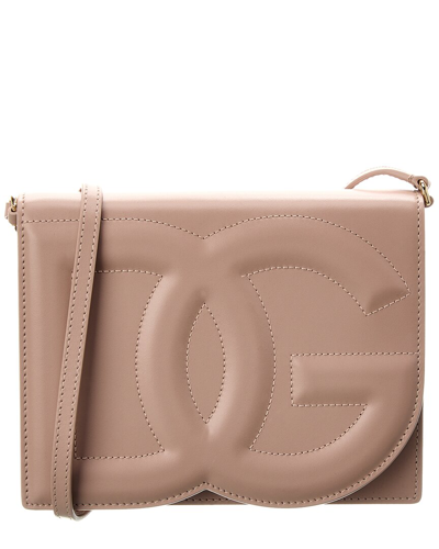 Dolce & Gabbana Women Dg Logo Leather Crossbody Bag In Pink