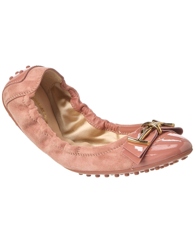 Tod's Suede Flat In Pink
