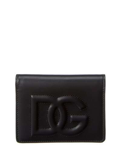 Dolce & Gabbana Dg Logo Leather Card Case In Black