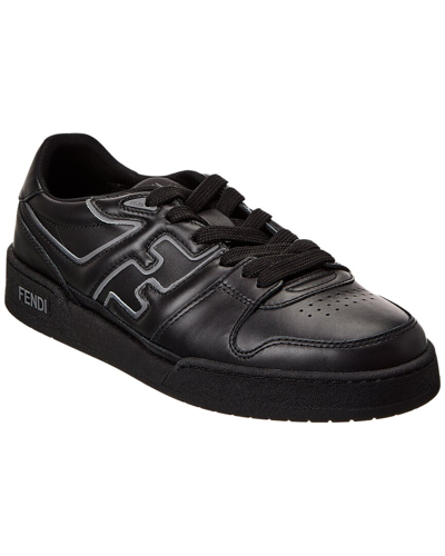 Fendi Leather Low-top Match Sneakers In Black