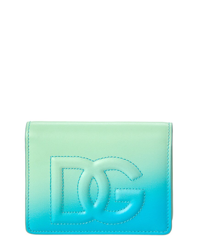 Dolce & Gabbana Dg Logo Leather Card Case In Blue