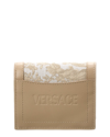 VERSACE VERSACE CANVAS & LEATHER BIFOLD FRENCH WALLET