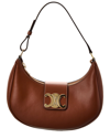 Celine Ava Triomphe Medium Leather Shoulder Bag In Brown