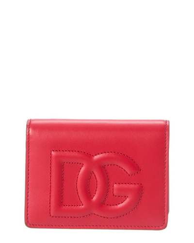 Dolce & Gabbana Dg Logo Leather Card Case In Red