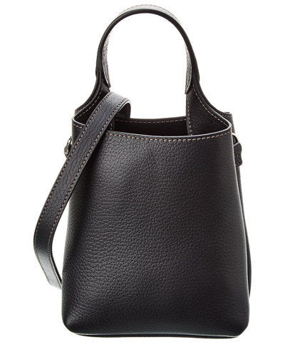 Tod's Logo Micro Leather Tote In Black