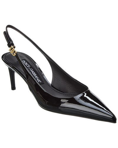 Dolce & Gabbana Dg Logo Leather Slingback Pump In Black